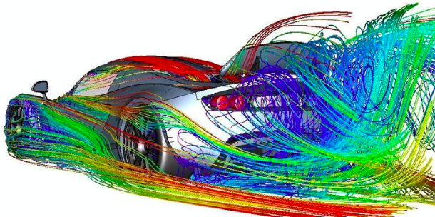 A preview of Ansys simulation software on a virtual car